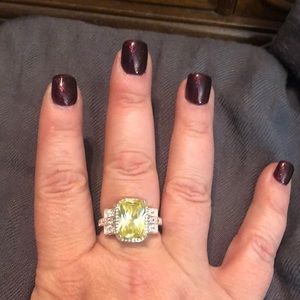 Silver and colored stone costume ring size 10